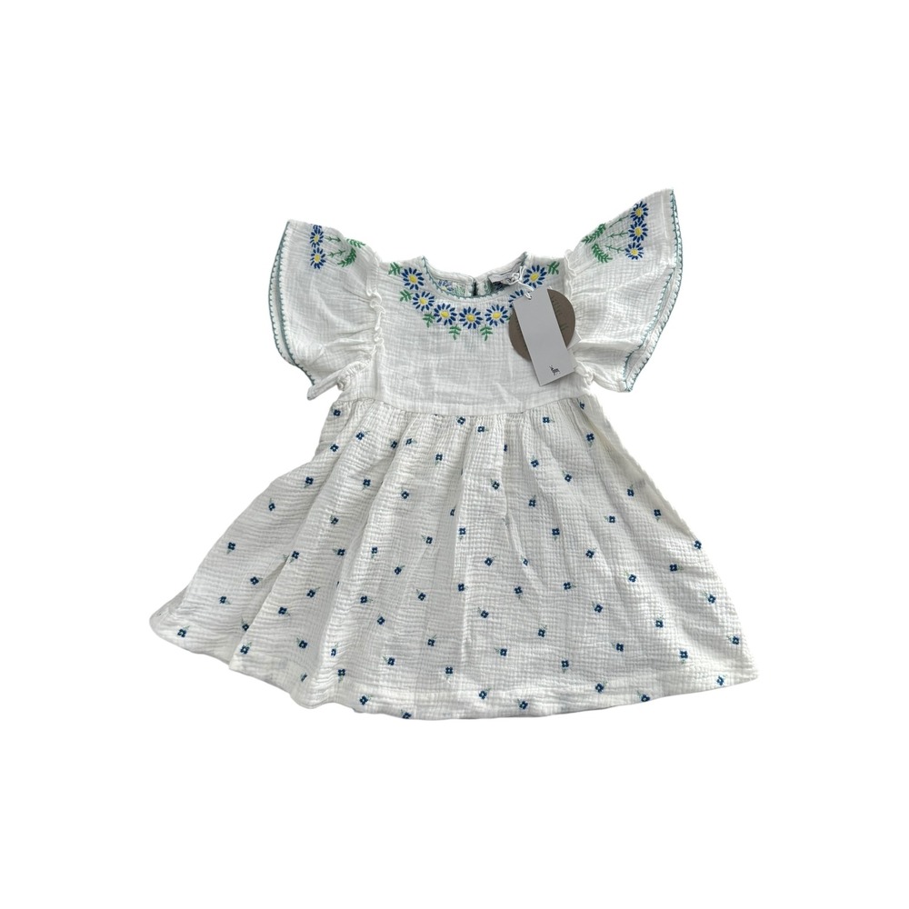 Stella McCartney Kids Tiny Flowers Embroidered Gauze Dress White‎ Size 4 NEW NWT